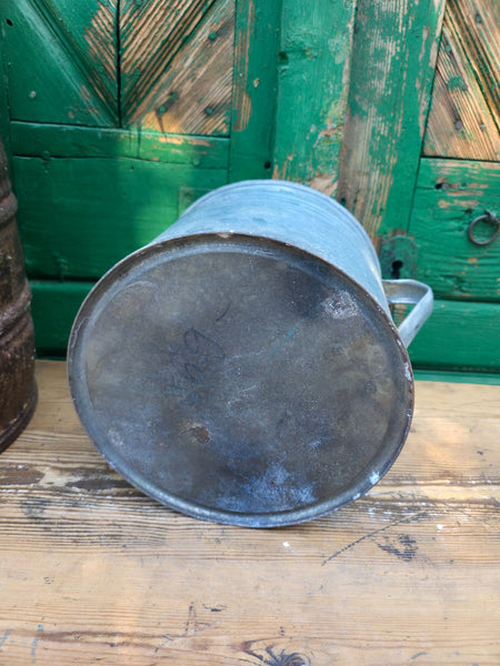 Vintage French European Galvanised Wash Tub Bucket Pot Garden Planter