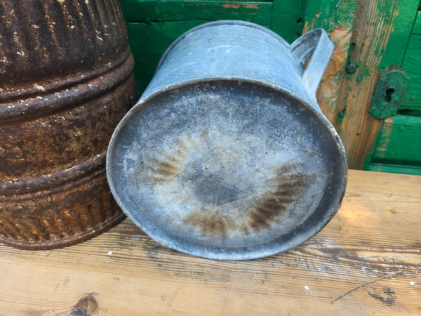 Vintage French European Galvanised Wash Tub Bucket Pot Garden Planter