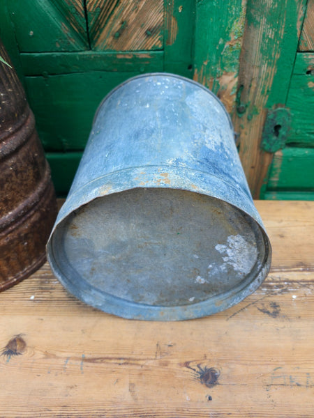 Vintage French European Galvanised Wash Tub Well Bucket Pot Garden Planter