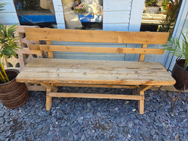 Vintage Rustic Reclaimed Hungarian Wooden Settle Hallway Bench Seat