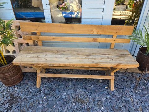 Vintage Rustic Reclaimed Hungarian Wooden Settle Hallway Bench Seat