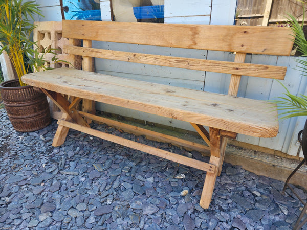 Vintage Rustic Reclaimed Hungarian Wooden Settle Hallway Bench Seat