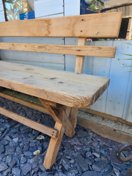 Vintage Rustic Reclaimed Hungarian Wooden Settle Hallway Bench Seat