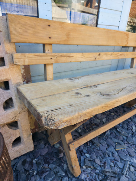 Vintage Rustic Reclaimed Hungarian Wooden Settle Hallway Bench Seat
