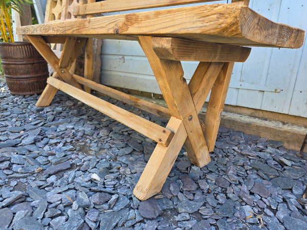Vintage Rustic Reclaimed Hungarian Wooden Settle Hallway Bench Seat