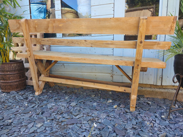 Vintage Rustic Reclaimed Hungarian Wooden Settle Hallway Bench Seat