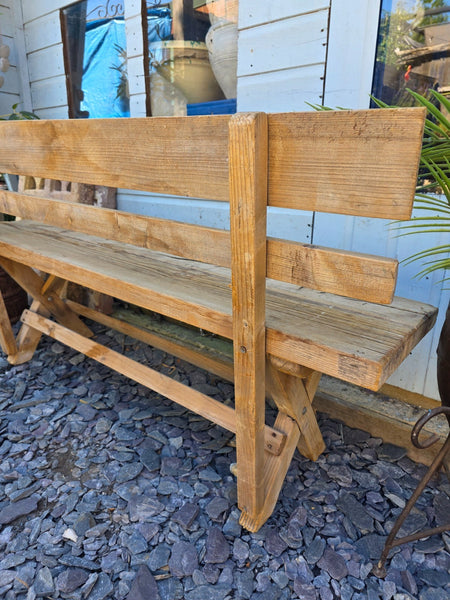 Vintage Rustic Reclaimed Hungarian Wooden Settle Hallway Bench Seat