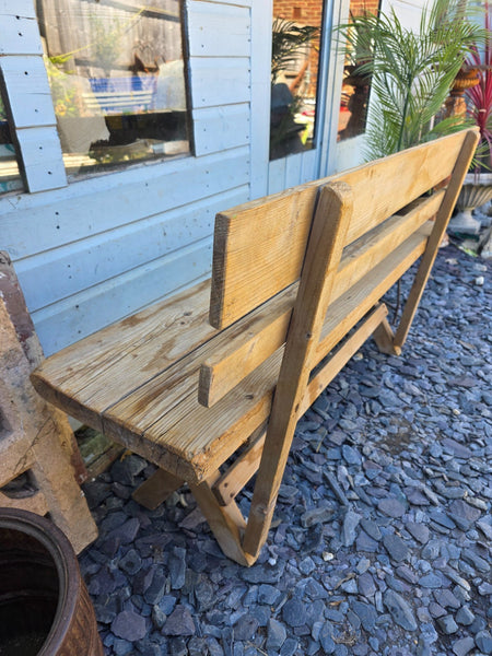 Vintage Rustic Reclaimed Hungarian Wooden Settle Hallway Bench Seat