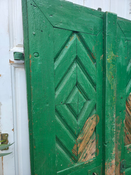 Antique 19th Century French Rustic Large Wooden Barn Chateau Shutters Doors