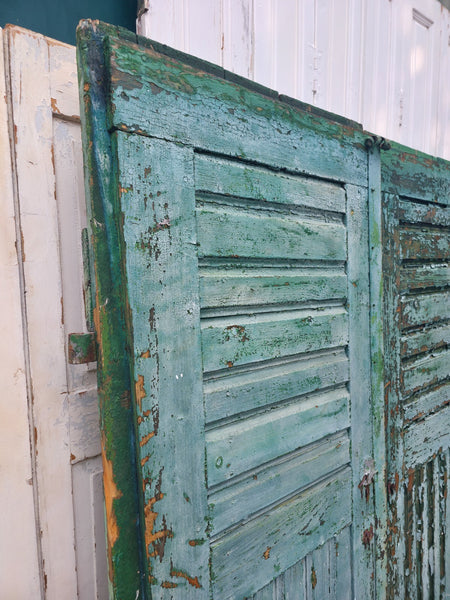 Antique 19th Century French Rustic Large Wooden Barn Chateau Shutters Doors