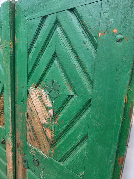 Antique 19th Century French Rustic Large Wooden Barn Chateau Shutters Doors