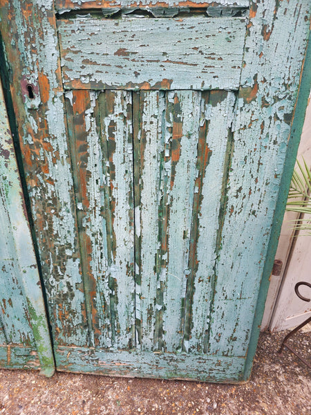 Antique 19th Century French Rustic Large Wooden Barn Chateau Shutters Doors