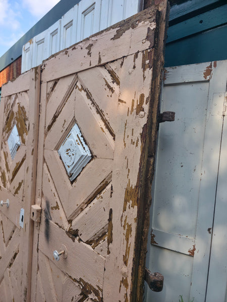 Antique 19th Century French Rustic Large Wooden Barn Chateau Shutters Doors