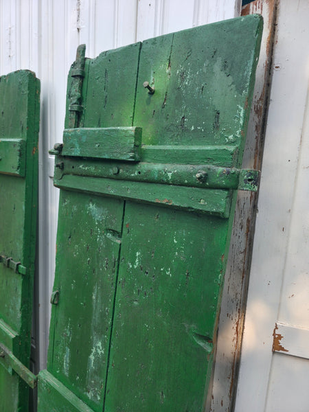 Antique 19th Century French Rustic Large Wooden Barn Chateau Shutters Doors