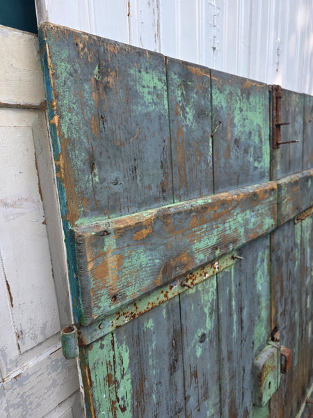 Antique 19th Century French Rustic Large Wooden Barn Chateau Shutters Doors