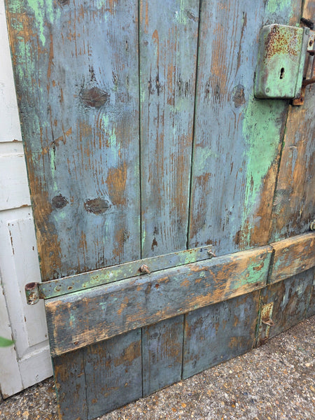 Antique 19th Century French Rustic Large Wooden Barn Chateau Shutters Doors