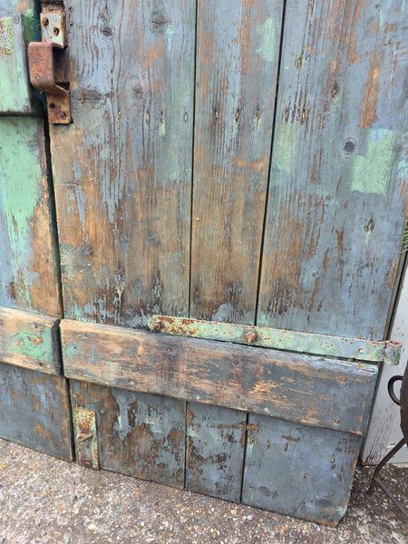 Antique 19th Century French Rustic Large Wooden Barn Chateau Shutters Doors