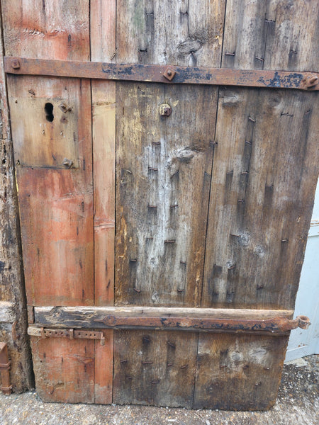 Antique 19th Century French Rustic Large Wooden Barn Chateau Shutters Doors