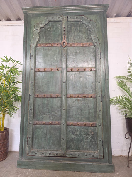 Vintage Reclaimed Indian Solid Wooden Kitchen Drinks Cabinet Cupboard Armoire