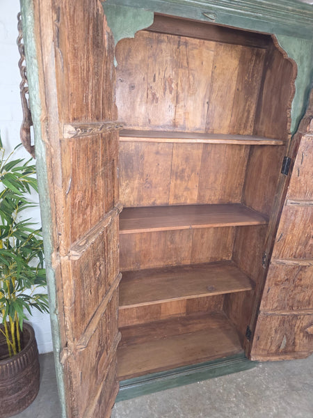 Vintage Reclaimed Indian Solid Wooden Kitchen Drinks Cabinet Cupboard Armoire