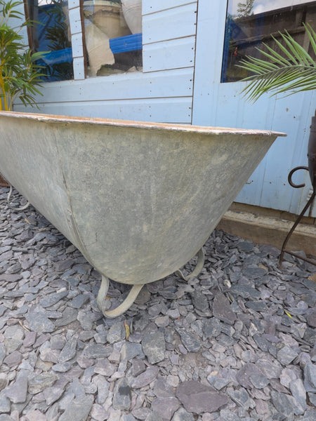 Large Vintage Hungarian Galvanised Tin Bath Tub Trough Garden Pond Herb Planter