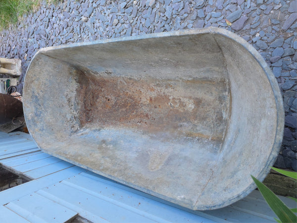 Large Vintage Hungarian Galvanised Tin Bath Tub Trough Garden Pond Herb Planter