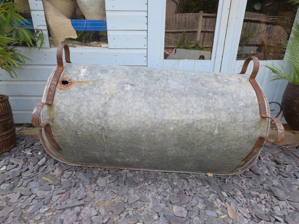 Large Vintage Hungarian Galvanised Tin Bath Tub Trough Garden Pond Herb Planter