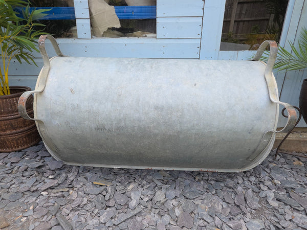 Large Vintage Hungarian Galvanised Tin Bath Tub Trough Garden Pond Herb Planter
