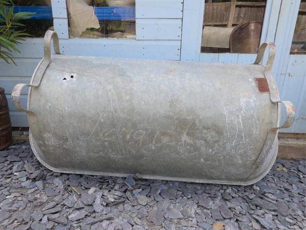 Large Vintage Hungarian Galvanised Tin Bath Tub Trough Garden Pond Herb Planter
