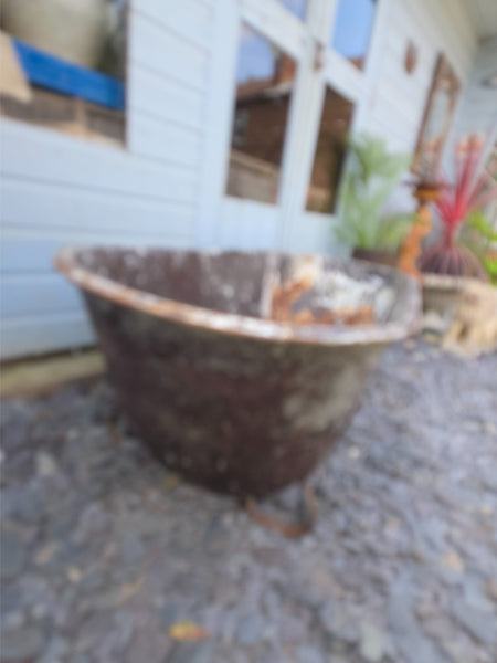Large Vintage Hungarian Galvanised Tin Bath Tub Trough Garden Pond Herb Planter