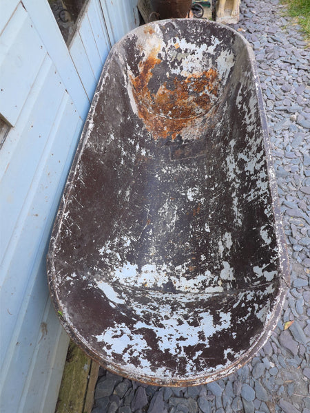 Large Vintage Hungarian Galvanised Tin Bath Tub Trough Garden Pond Herb Planter