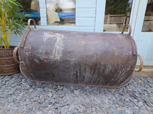 Large Vintage Hungarian Galvanised Tin Bath Tub Trough Garden Pond Herb Planter