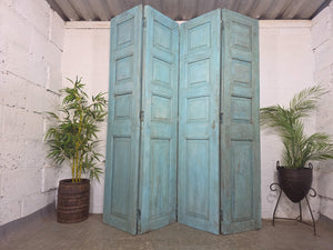Vintage Reclaimed Indian Hardwood Wooden Bi Folding Room Divider Screen Shutters
