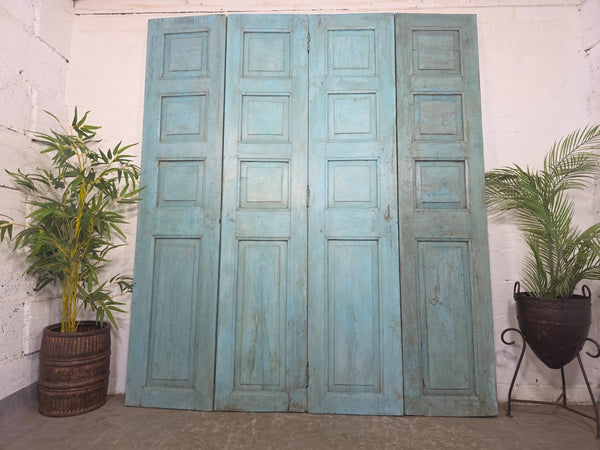 Vintage Reclaimed Indian Hardwood Wooden Bi Folding Room Divider Screen Shutters