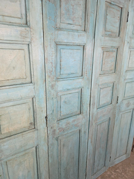 Vintage Reclaimed Indian Hardwood Wooden Bi Folding Room Divider Screen Shutters