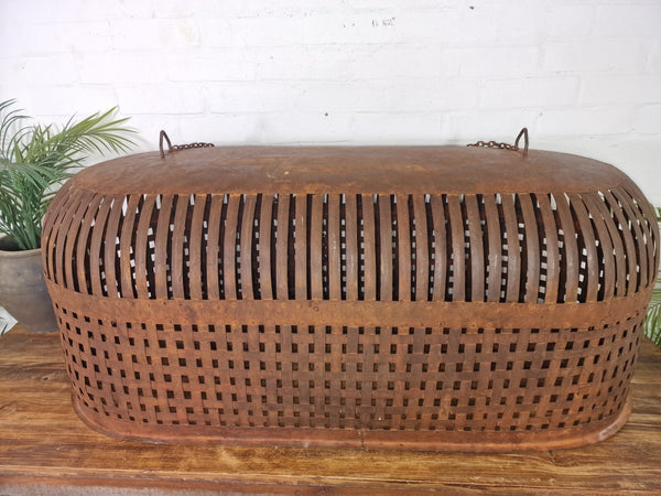 Large Rustic Reclaimed Indian Industrial Bird Chicken Cage Garden Light Shade