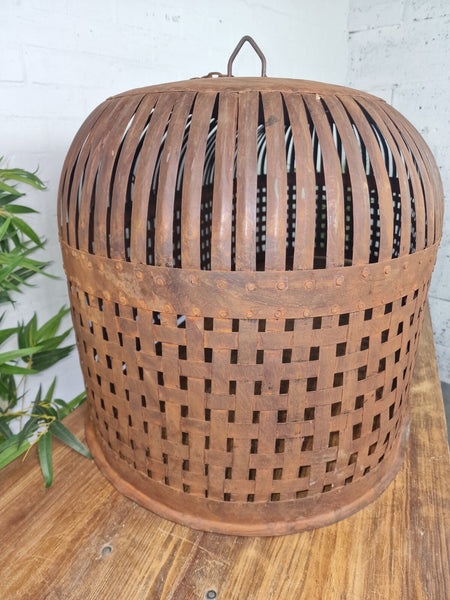 Large Rustic Reclaimed Indian Industrial Bird Chicken Cage Garden Light Shade