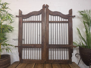 Old Pair Vintage Reclaimed Indian Wooden Iron Saloon Doors Shutters Garden Gates