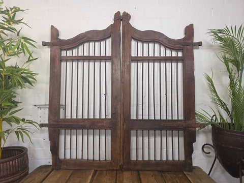 Old Pair Vintage Reclaimed Indian Wooden Iron Saloon Doors Shutters Garden Gates