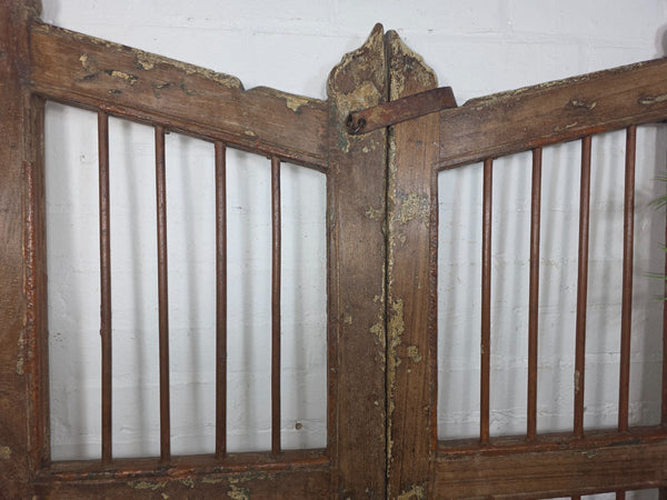 Old Pair Vintage Reclaimed Indian Wooden Iron Saloon Doors Shutters Garden Gates