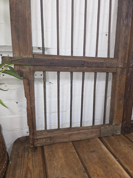 Old Pair Vintage Reclaimed Indian Wooden Iron Saloon Doors Shutters Garden Gates