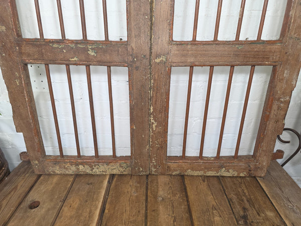Old Pair Vintage Reclaimed Indian Wooden Iron Saloon Doors Shutters Garden Gates