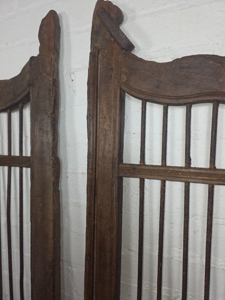 Old Pair Vintage Reclaimed Indian Wooden Iron Saloon Doors Shutters Garden Gates