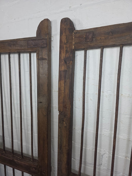 Old Pair Vintage Reclaimed Indian Wooden Iron Saloon Doors Shutters Garden Gates