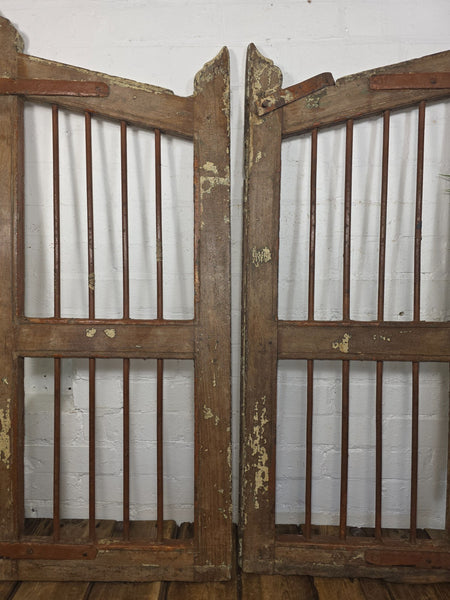 Old Pair Vintage Reclaimed Indian Wooden Iron Saloon Doors Shutters Garden Gates