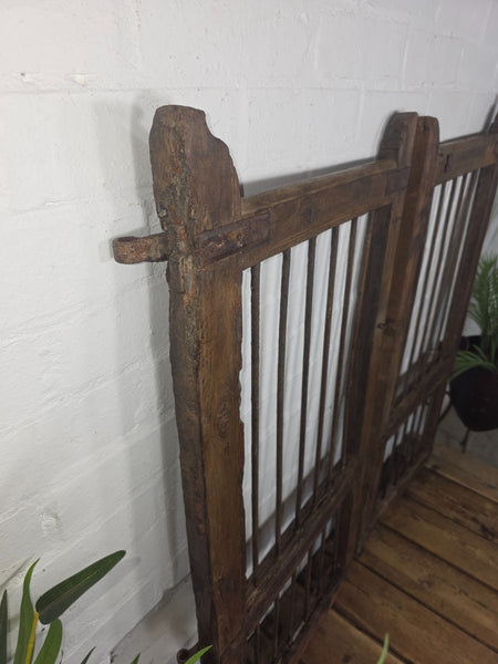 Old Pair Vintage Reclaimed Indian Wooden Iron Saloon Doors Shutters Garden Gates