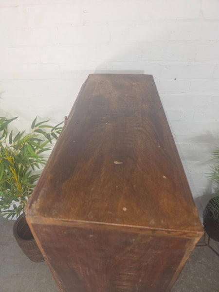 Vintage Antique Indian Solid Wooden Hand Carved Kitchen Cabinet Cupboard Armoire