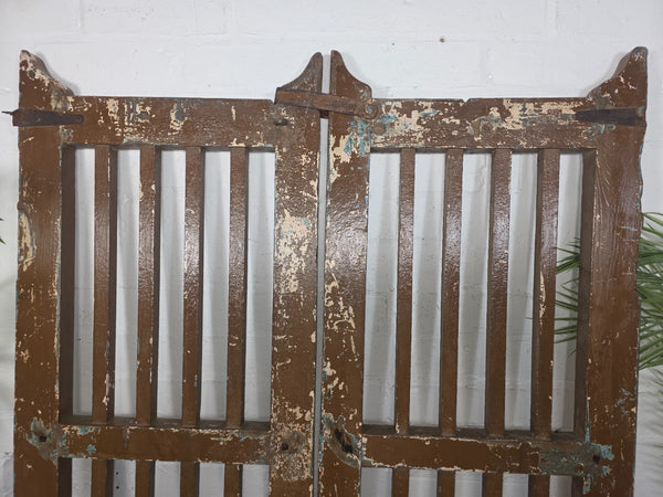 Old Pair Vintage Reclaimed Indian Wooden Iron Saloon Doors Shutters Garden Gates