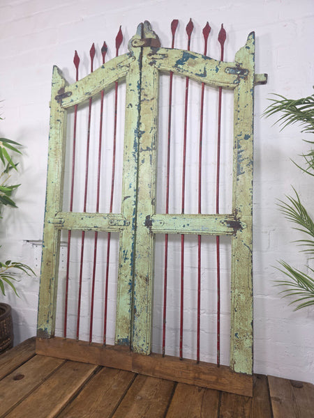 Old Pair Vintage Reclaimed Indian Wooden Iron Saloon Doors Shutters Garden Gates