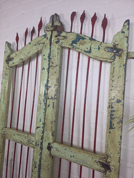 Old Pair Vintage Reclaimed Indian Wooden Iron Saloon Doors Shutters Garden Gates